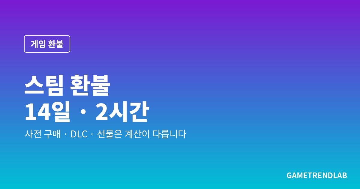 스팀 환불 14일·2시간 기준 — 사전 구매, DLC, 선물은 계산이 다릅니다