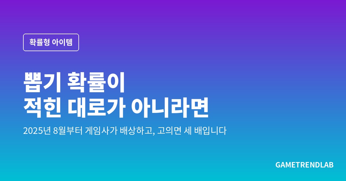 뽑기 확률이 적힌 대로가 아니었다면 — 2025년 8월부터 게임사가 배상하고, 고의면 세 배입니다